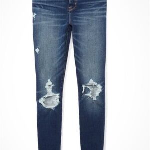 American Eagle Outfitters Dark Blue Distressed Skinny Jeans